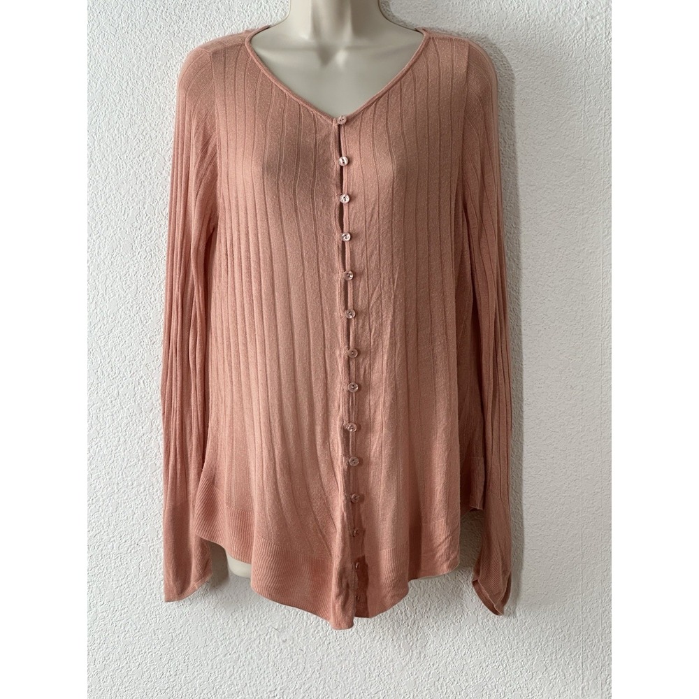 Abercrombie & Fitch XL Rib Knit Sweater Pink Peach Lightweight Coastal Layer
